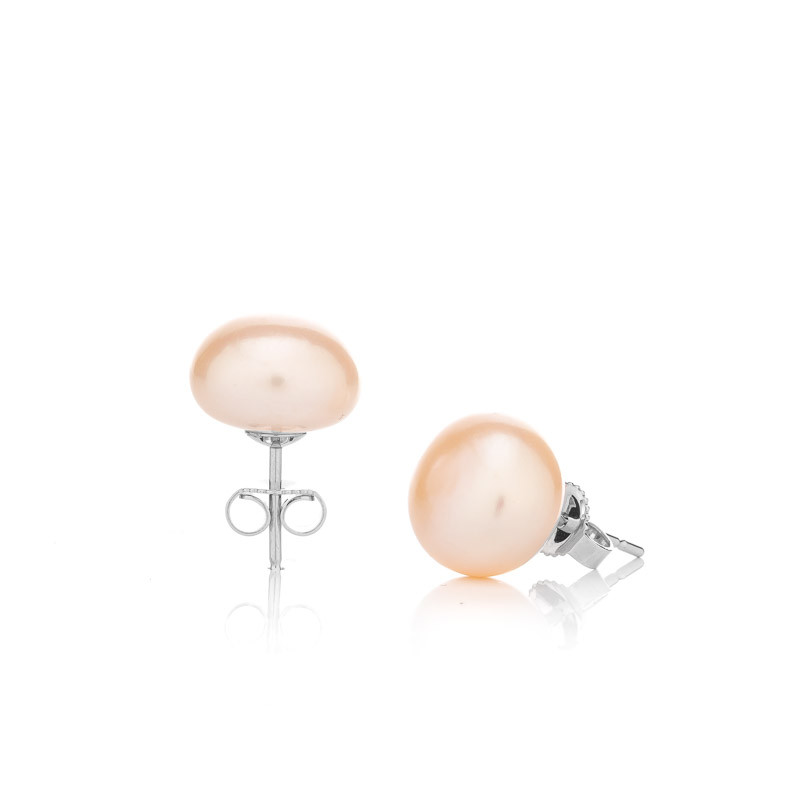 Pendientes de perlas 9 AA - Color: Rosa, Metal precioso: Plata rodiada (925)