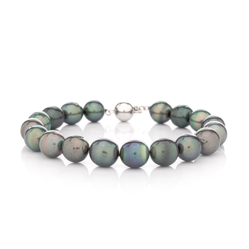 Tahitian pearl bracelet 9 C - Precious metal: White gold 14K (585), Length of bracelet: 19 cm