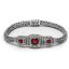 Silver Hammered Bracelet Garnet