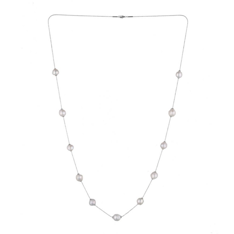 Collier avec perles baroques ajustables
