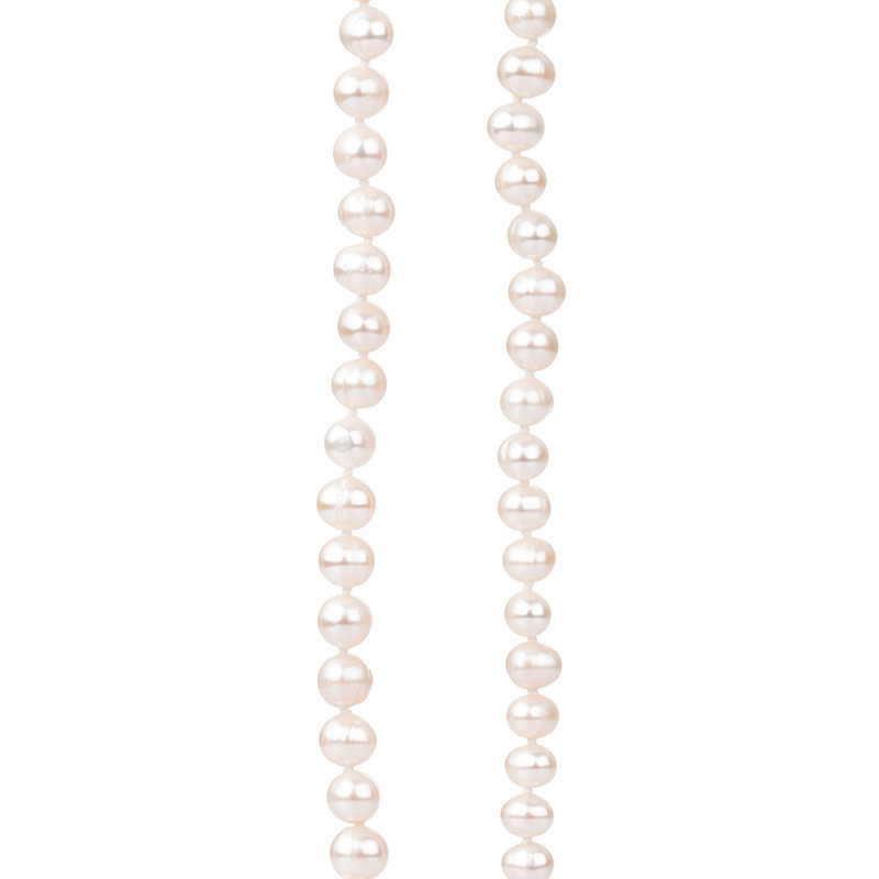 7 A+ hosszú gyöngysor - Színes: Fehér, Nyaklánc hossza: 160 cm