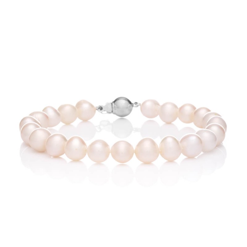 Perlový náramek Mutiara 8 AA - Barva: Bílá, Drahý kov: Rhodiované stříbro (925), Délka náramku: 19 cm