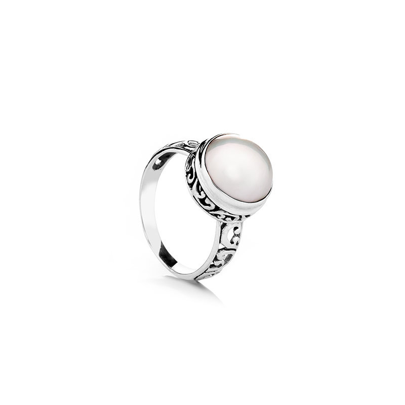 Perlenring Bali - Farbe: Weiß, Edelmetall: Sterlingsilber (925), Ringgröße: 56 Perlenring Bali - Farbe: Weiß, Edelmetall: Sterlingsilber (925), Ringgröße: 56