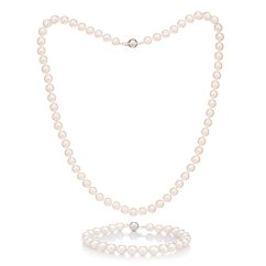 Set de perle brățară și colier Akoya 6 AAA