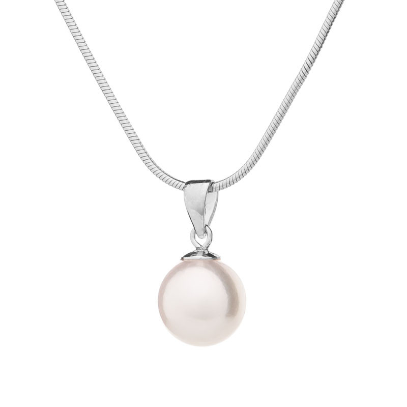 Perlenanhänger 8 AAA - Farbe: Weiß, Edelmetall: Rhodiniertes Silber (925)