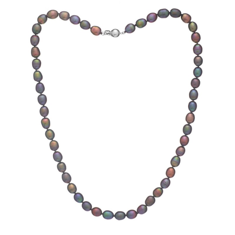 Dark pearl necklace Oval 7 AA