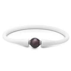 Beiges Silikonarmband mit dunkler Perle