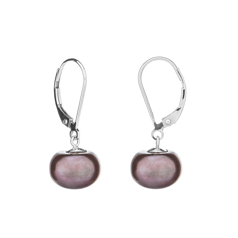 Boucles d'oreilles en perles 9 AA Continental - Couleur: Rose, Métaux précieux: Argent rhodié (925)