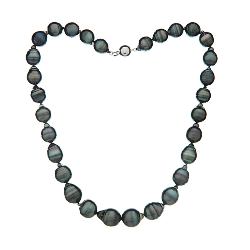 Halskette Tahiti D22 - Farbe: Dunkel, Edelmetall: Weißgold 14 Karat (585), Länge der Halskette: 44 cm