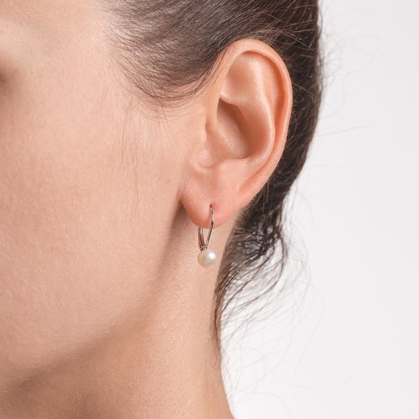 Pearl earrings 6 AA Conti - Colour: Dark, Precious metal: Rhodium-plated silver (925)
