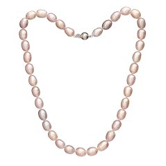 Perlenkette Oval 9,5 AA rosa
