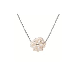Pandantiv bilă de perle albe 15 mm cu lanț Snake