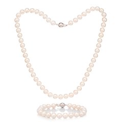 Pearl set bracelet and necklace 8 AAA