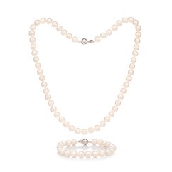 Pearl jewelry set necklace and bracelet 7.5 AA