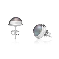 Blue Mabe Pearl Stud Earrings