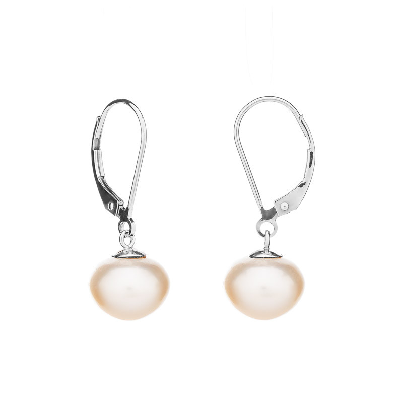 Pearl earrings 9 AA Continental - Colour: White, Precious metal: Rhodium-plated silver (925)