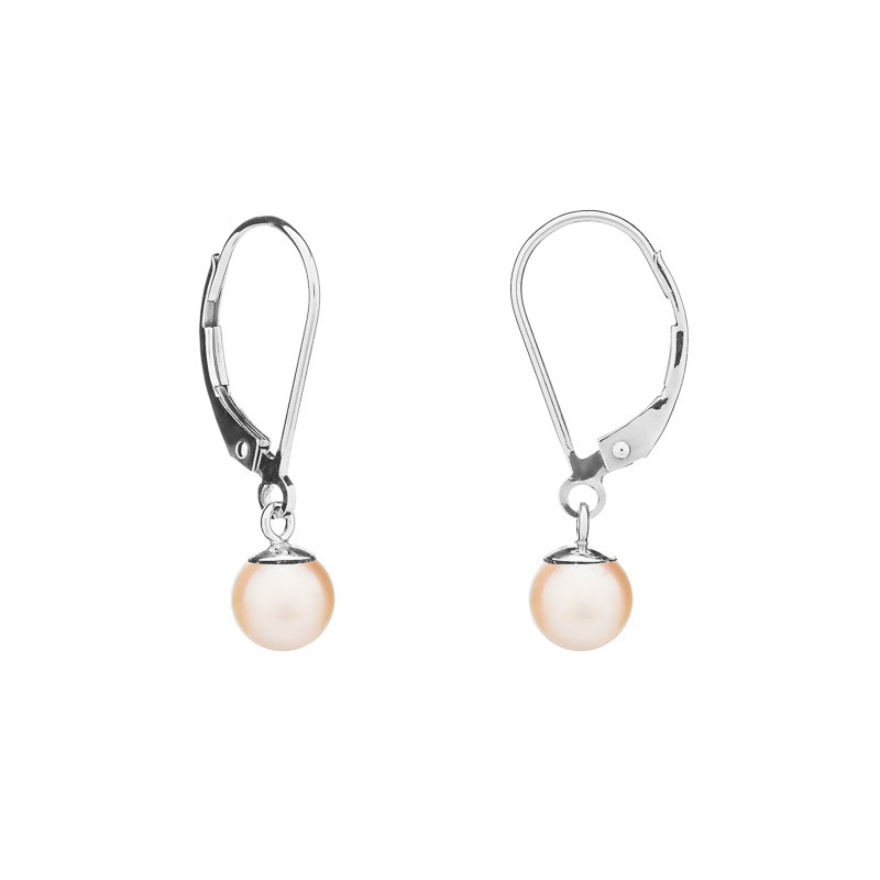 Pearl earrings 6 AAA Continental - Colour: Dark, Precious metal: Rhodium-plated silver (925)