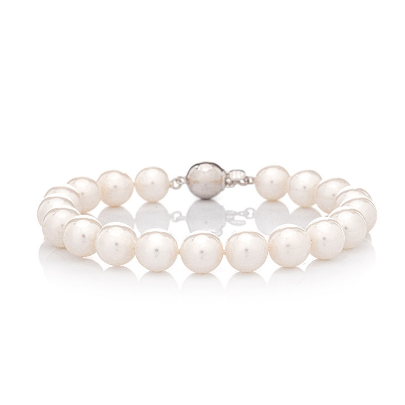 Mutiara 9 AAA gyöngy karkötő fehér - Színes: Fehér, Nemesfém: Rodiumozott ezüst (925), Karkötő hossza: 19 cm