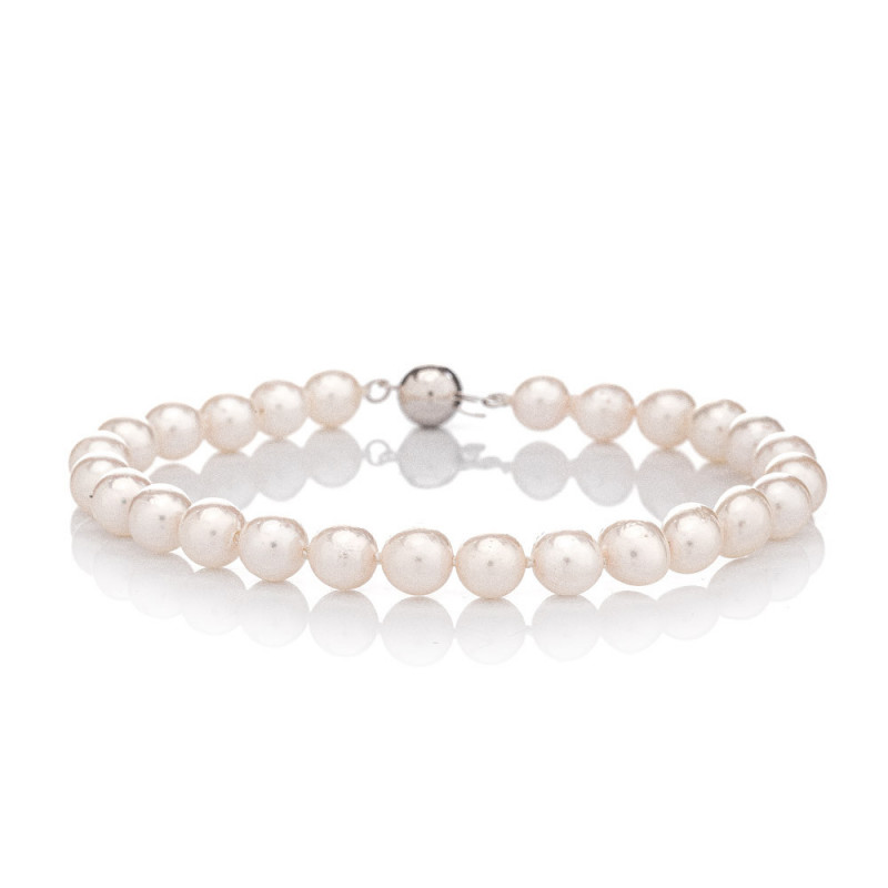 Pearl bracelet Akoya 6,5 AA - Colour: White, Precious metal: White gold 14K (585), Length of bracelet: 19 cm Pearl bracelet Akoya 6,5 AA - Colour: White, Precious metal: White gold 14K (585), Length of bracelet: 19 cm
