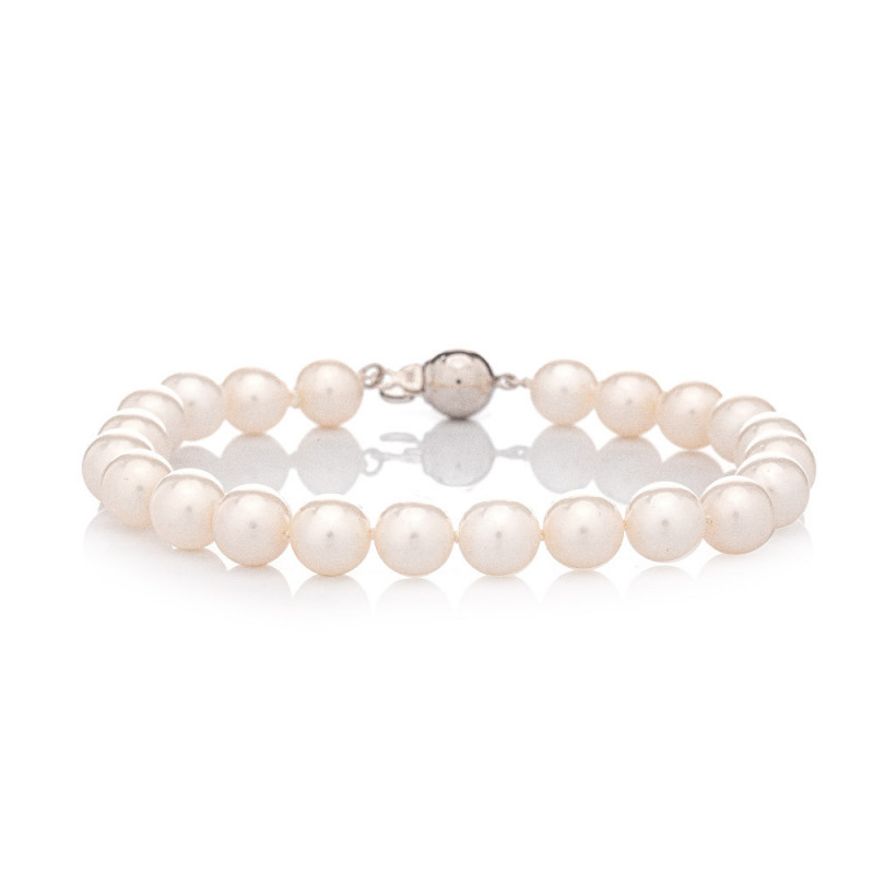 Mutiara 8 AAA gyöngy karkötő fehér - Színes: Fehér, Nemesfém: Rodiumozott ezüst (925), Karkötő hossza: 19 cm