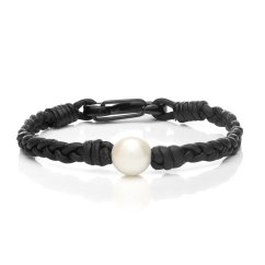 Bracelet en cuir tressé avec perle