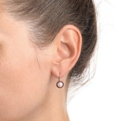 Boucles d'oreilles Halo en argent avec perle et grenat tchèque