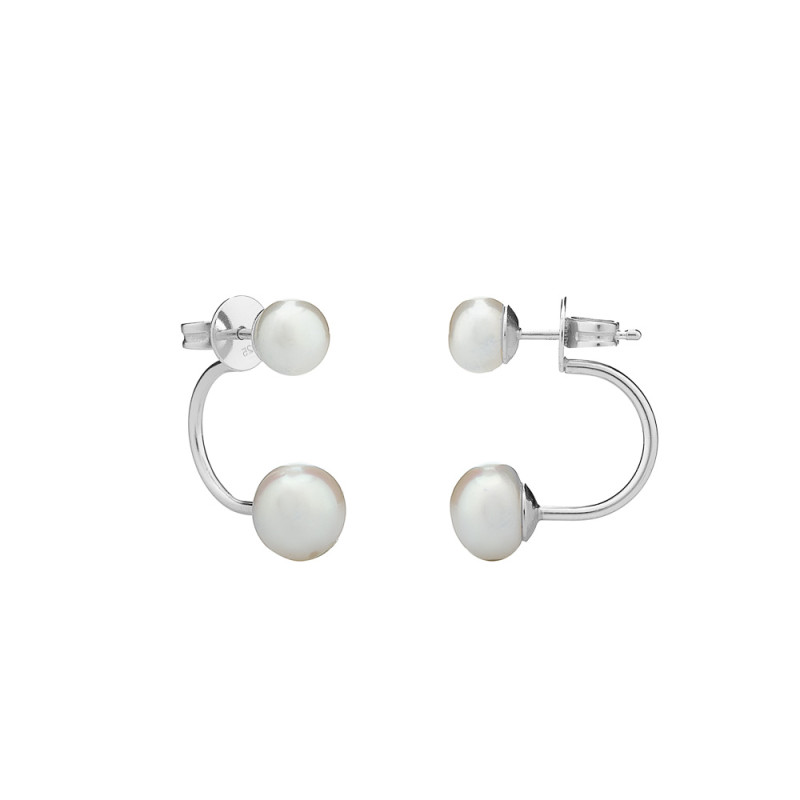 Cercei cu perle Double studs - Metal prețios: Argint sterling (925)