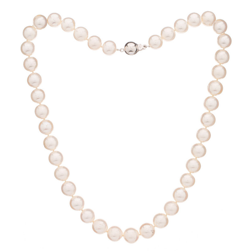 Colier de perle Mutiara 10 AA, perle mari – alb - Culoare: Albă, Metal prețios: Argint rodiat (925), Lungimea colierului: 45 cm