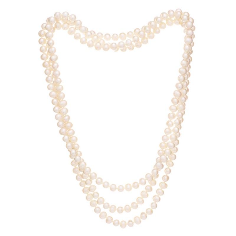 7 A+ hosszú gyöngysor - Színes: Fehér, Nyaklánc hossza: 160 cm