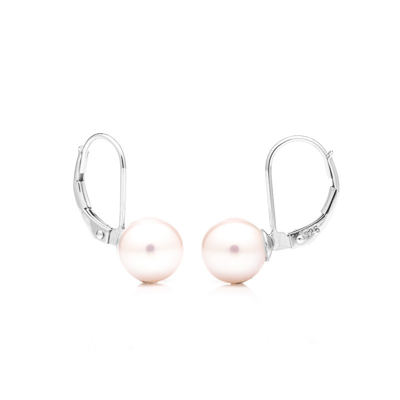 Pearl earrings 8 AAA Conti - Colour: White, Precious metal: Rhodium-plated silver (925)