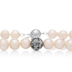 Men's pearl necklace 7,5 AA white with silver decoration