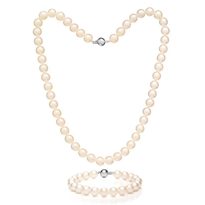 Akoya Perlen-Set – Halskette und Armband 8 AAA+