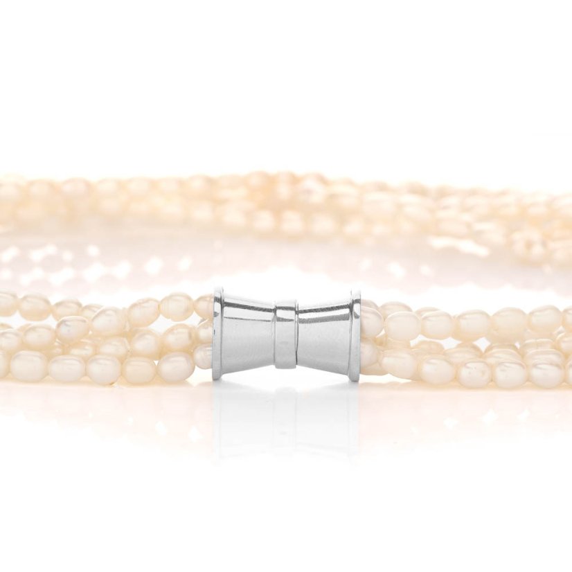 Collier de perles à cinq rangs – perles blanches