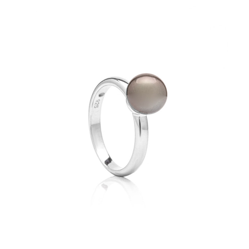 Ring Tahiti-Perle klein - Farbe: Dunkel, Edelmetall: Rhodiniertes Silber (925), Ringgröße: 56