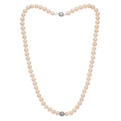 Men's pearl necklace 7,5 AA white with silver decoration
