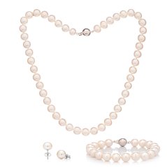 Pearl Set – Necklace, Bracelet & Stud Earrings 9 AA