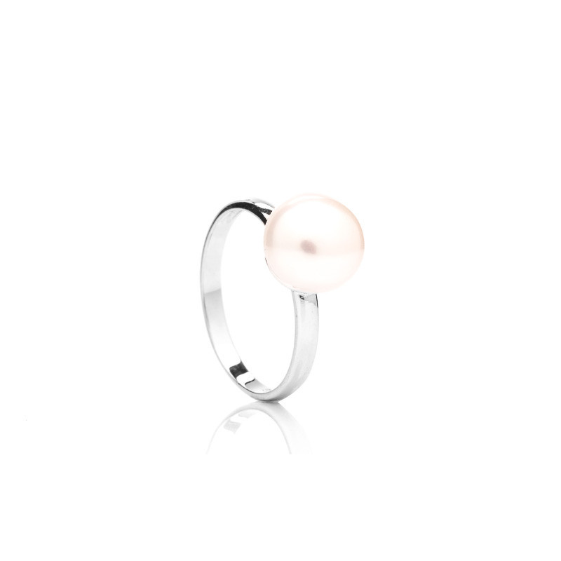 Pearl Ring Klasik - Colour: White, Precious metal: Sterling silver (925), Ring size: 54