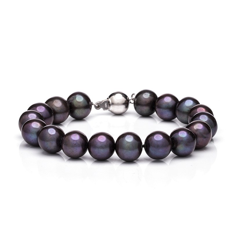 Pearl bracelet Mutiara 9,5 AA dark - Colour: Dark, Precious metal: Rhodium-plated silver (925), Length of bracelet: 19 cm