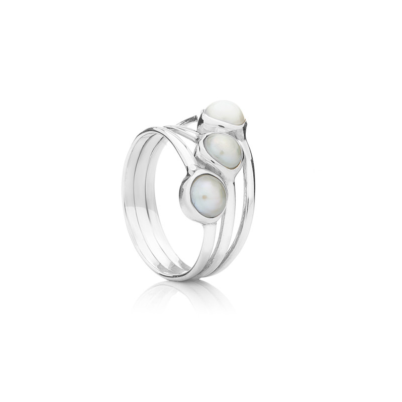 Inel cu perlă Pura - Culoare: Albă, Metal prețios: Argint sterling (925), Dimensiune inel: 53