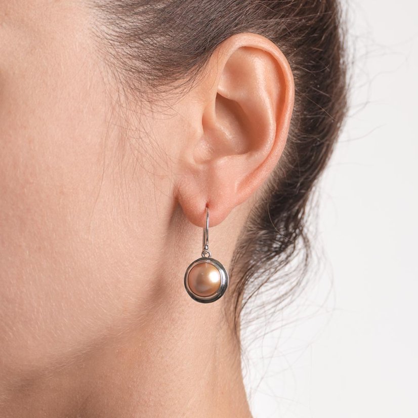 Perlové náušice Java - Barva: Růžová, Drahý kov: Sterlingové stříbro (925)