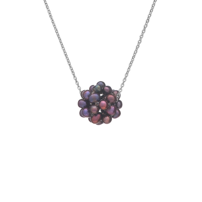 ●BLACKPURPLE● Yeriel Pearl Ball Cubic Necklace / unisex Yeriel Pearl Ball Cubic Necklace - blackpurple | 60% - Asian