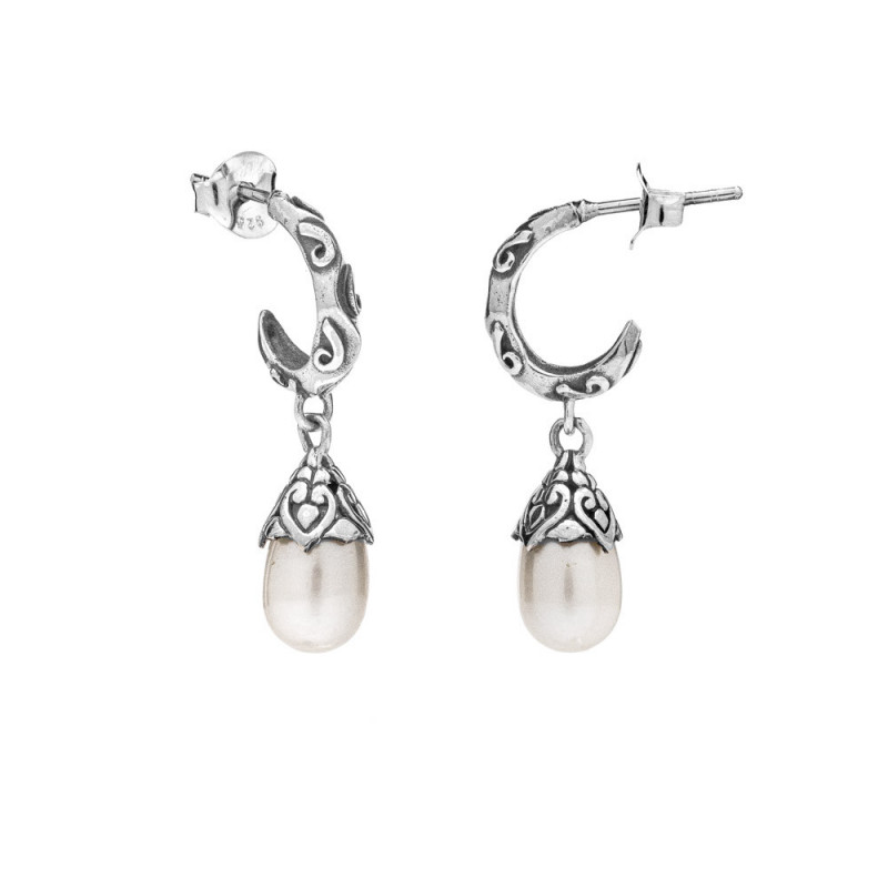 Hammered Pearl Earrings