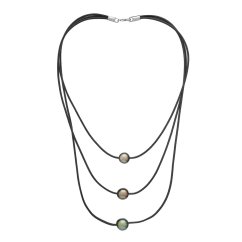 Tahiti Perlenkette auf Leder 12 B/C