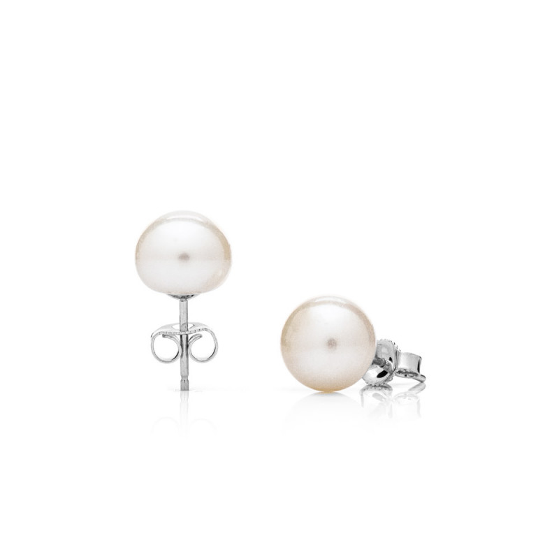 Pearl Stud Earrings AA Colour: WhitePrecious metal: Rhodium-plated  silver (925)