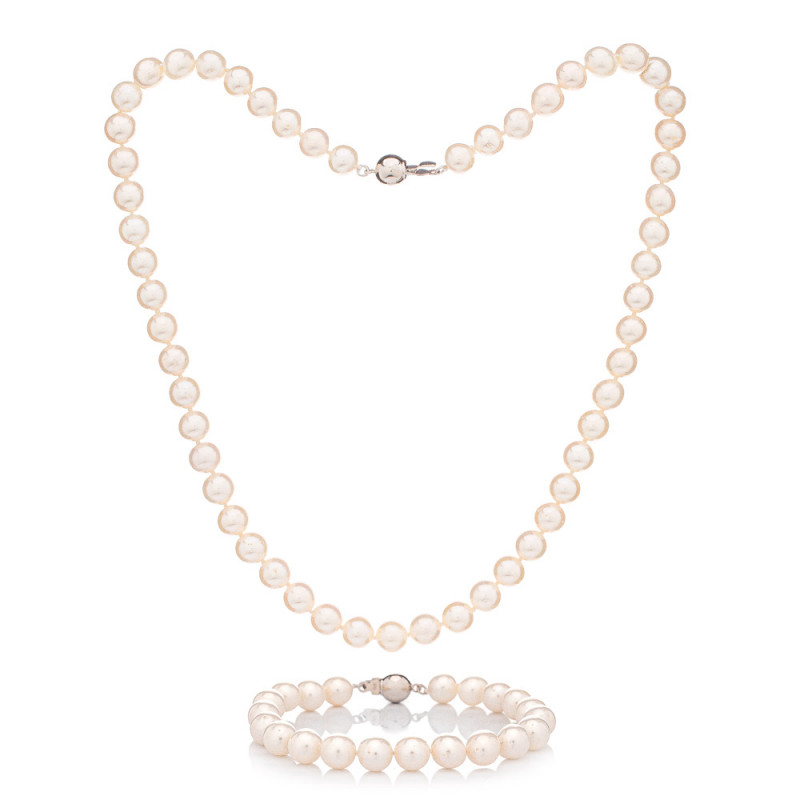 Akoya 7 AAA pearl bracelet and necklace set