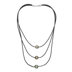 Collar con perla Tahití en cuero 12 B/C