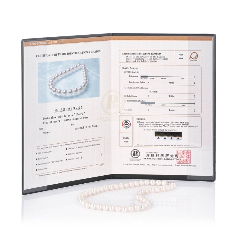 Parure en perles Akoya Hanadama 8,5 avec boucles d’oreilles Continental