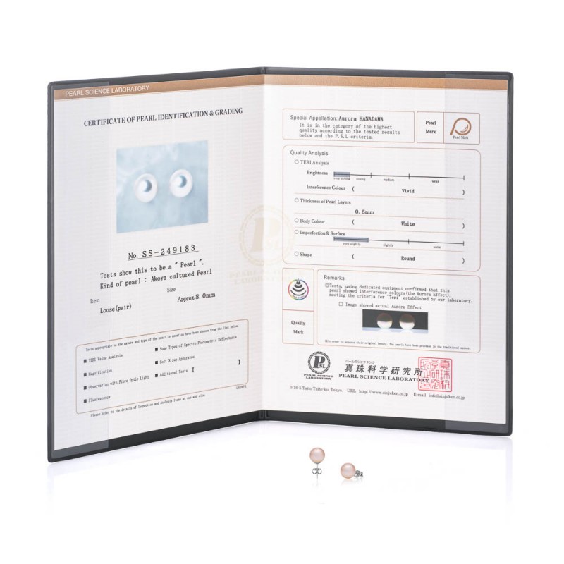 Set de perlas Akoya Hanadama 8,5 con pendientes tipo botón