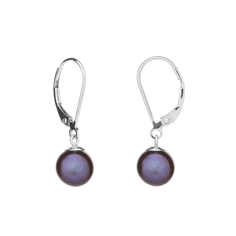 Perlenohrringe 8 AAA Continental - Farbe: Dunkel, Edelmetall: Rhodiniertes Silber (925)