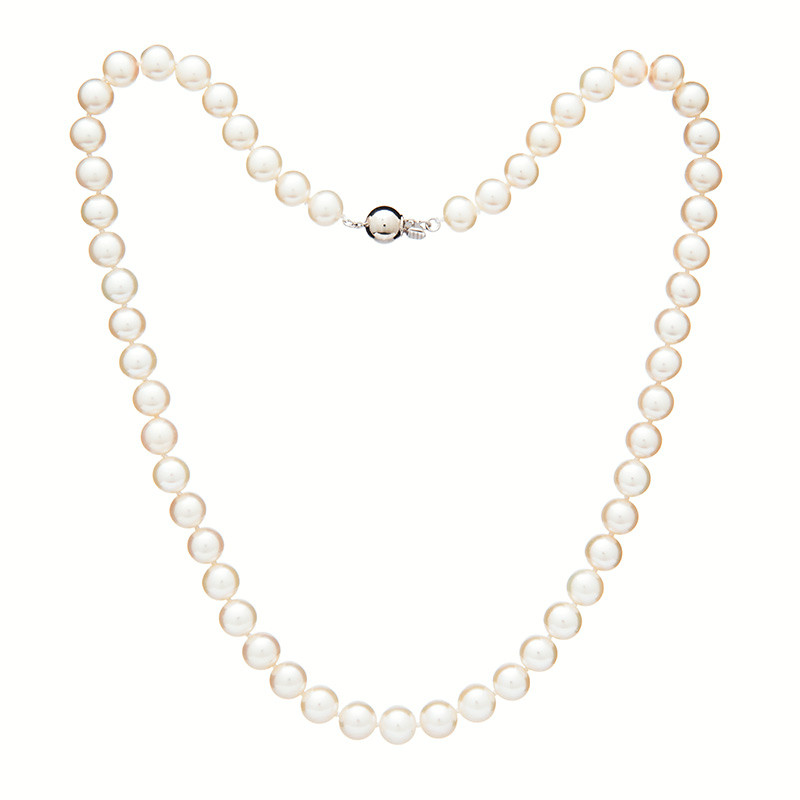 Pearl necklace 7.5 AA - Colour: White, Precious metal: Rhodium-plated silver (925), Necklace length: 45 cm Pearl necklace 7.5 AA - Colour: White, Precious metal: Rhodium-plated silver (925), Necklace length: 45 cm
